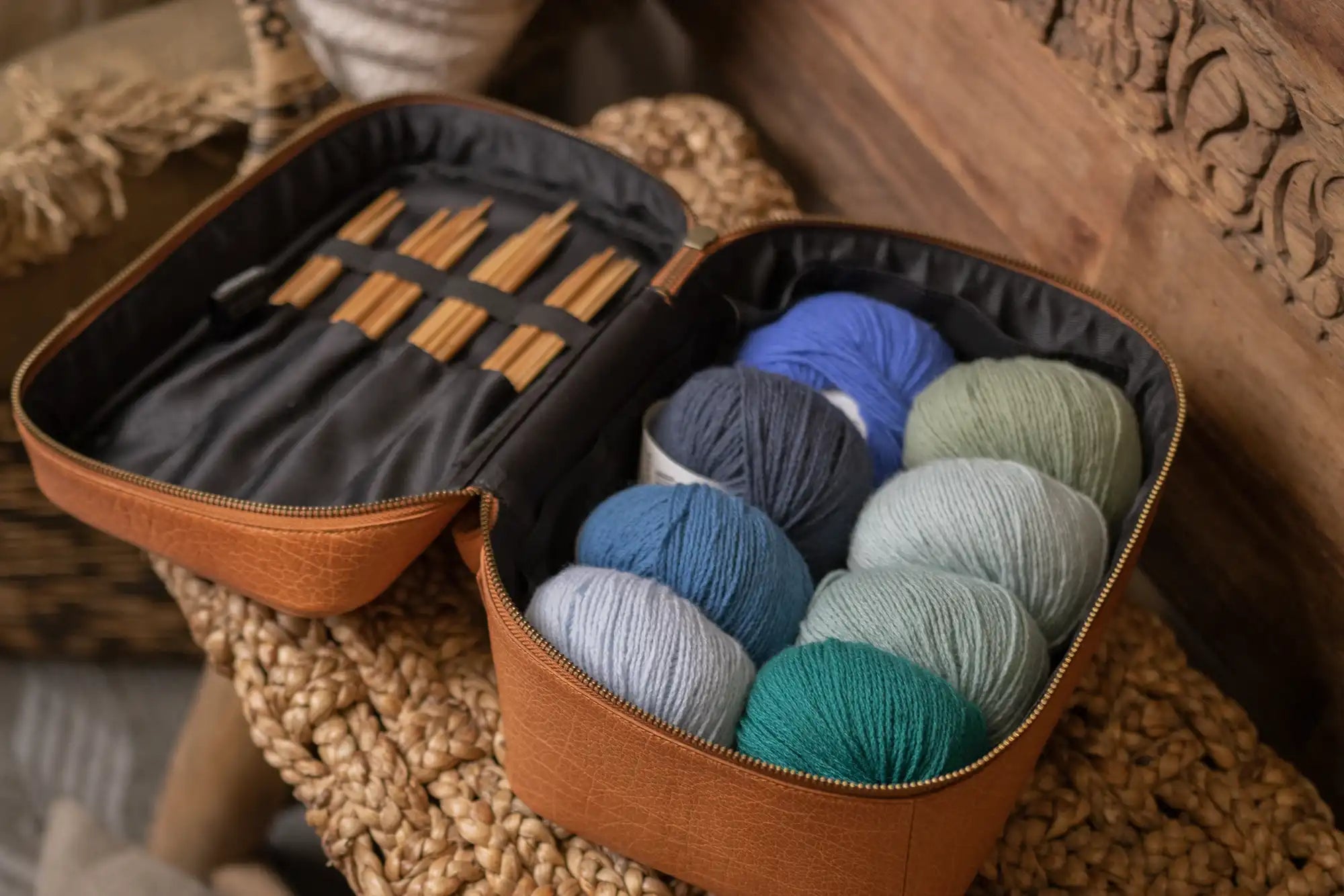 Portable Round Yarn Storage Bag Knitting Bag Organizer Household Wool  Storage Bag DIY Accessories Storage Case