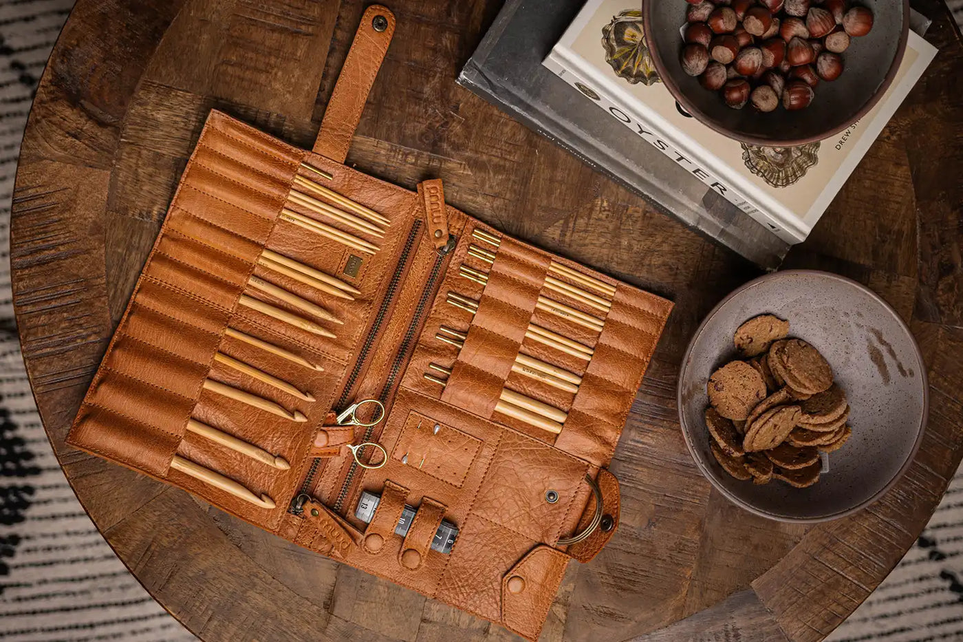 Leather case for knitting needles