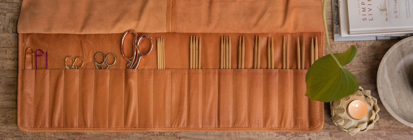 leather case knitting needles Elona whisky 