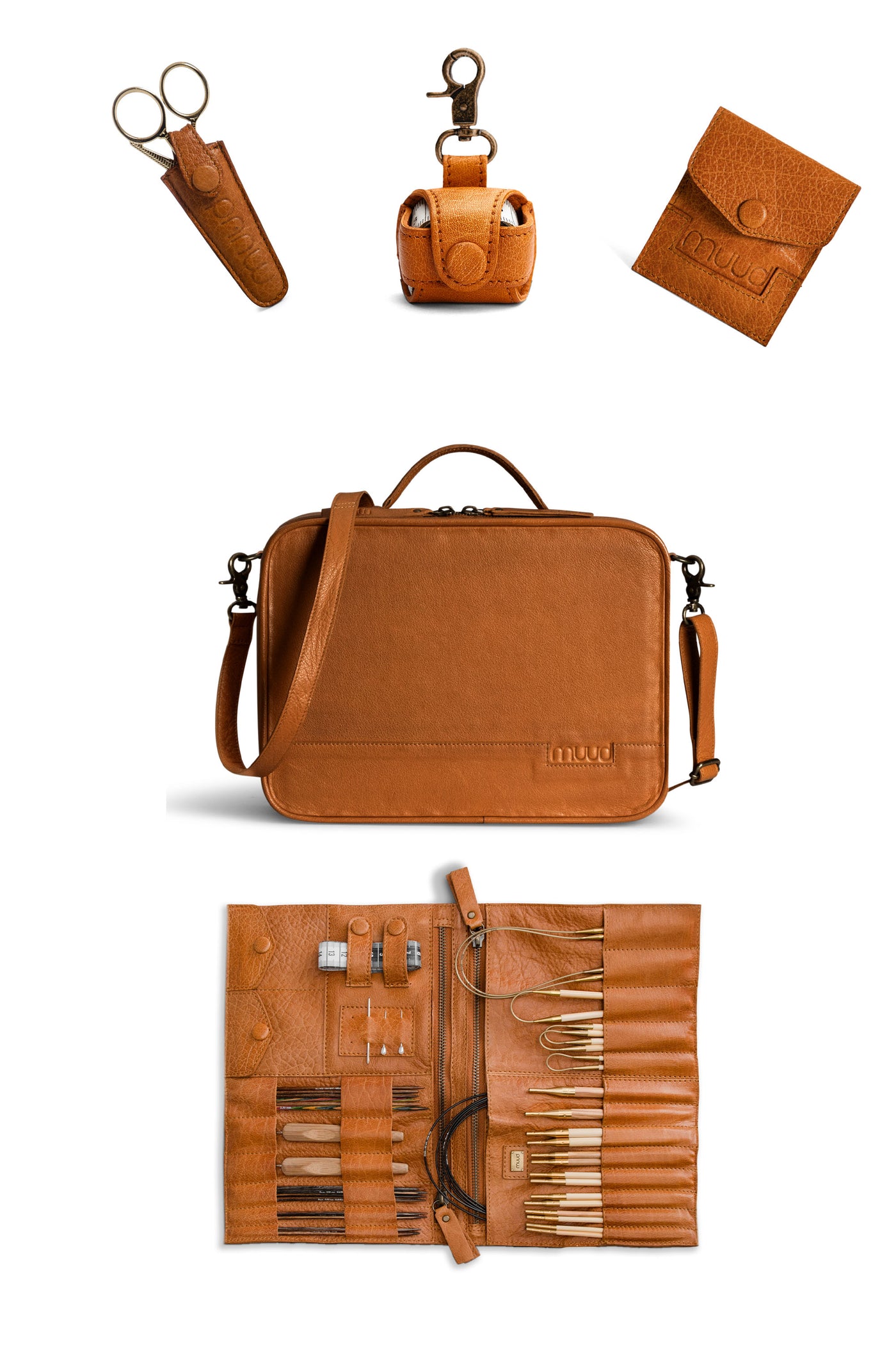 Flora Bundle | Leather Organisation Case and Knitting Essentials